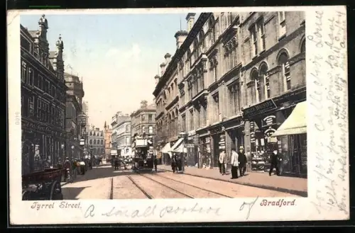 AK Bradford, Tyrrel Street, Strassenbahn