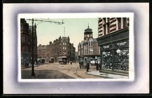 AK Doncaster, Station Road, Strassenbahn