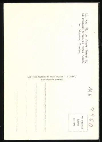 AK Fürstenpaar von Monaco mit seinen zwei kleinen Kindern im Palast