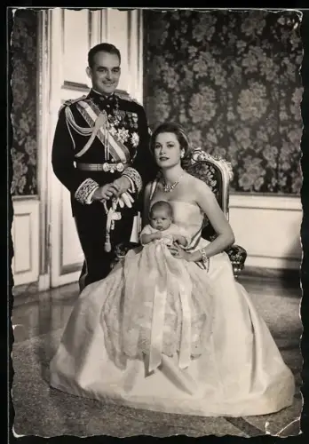 AK Fürst Rainier III. und Fürstin Gracia von Monaco mit ihrer Tochter Prinzessin Caroline