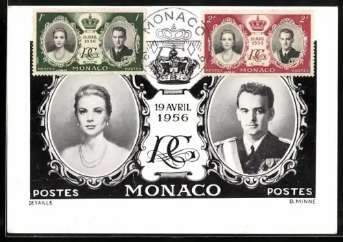Maximum-AK Monaco, 19 Avril 1956, Gracia Patricia und Rainier von Monaco