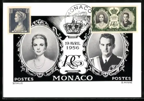 AK Fürst Rainier von Monaco, Gracia Patricia, Hochzeit am 19.4.1956