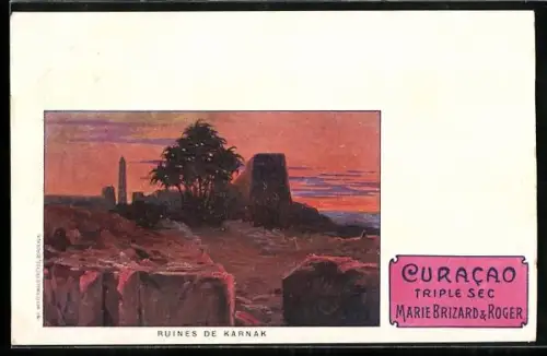 AK Curacao Triple Sec, Marie Brizard & Roger, Ruines de Karnak, Reklame
