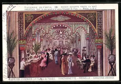 AK Liqueurs Cusenier, Taverne Olympia Paris, Reklame