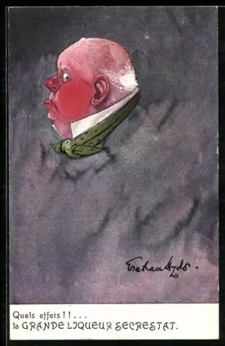 Künstler-AK Grand Liqueur Secrestat, Quels effets, Mann mit Übergewicht