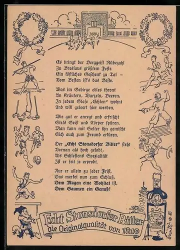 AK Echt Stonsdorfer Bitter, Reklame