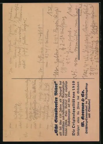 AK Echt Stonsdorfer Bitter, Reklame