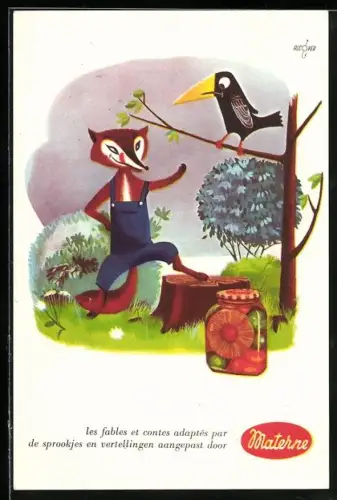 AK Reklame für Materne Obstkonserven, Fuchs u. Rabe