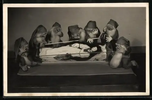 AK Sonneberg /Thür., Deutsches Spielzeugmuseum, Schneewittchen im gläsernen Sarg, Puppen