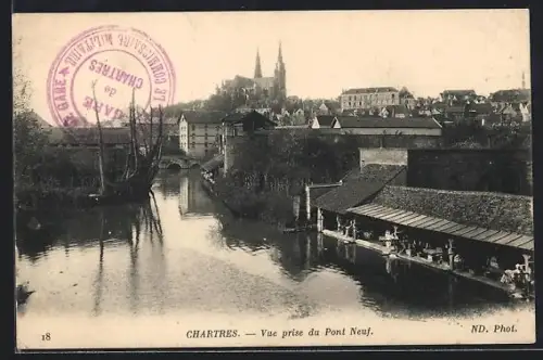 AK Chartres, Vue prise du Pont Neuf