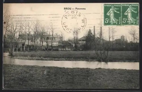 AK Brou, Panorama avec rivière et bâtiments industriels en arrière-plan