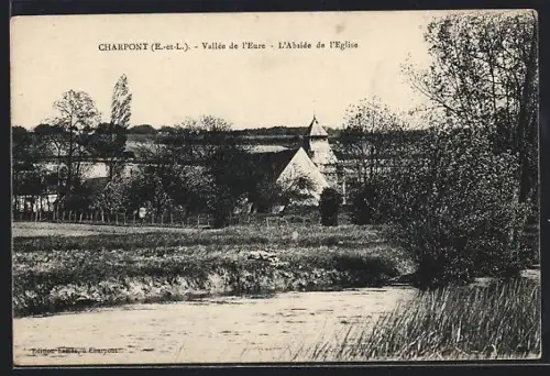 AK Charpont /E.-et-L., L`Abside de l`Église dans la Vallée de l`Eure