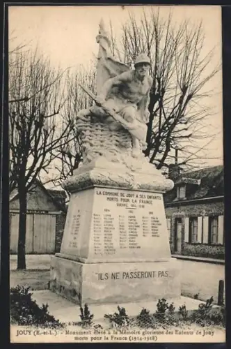 AK Jouy /E.-et-L., Monument à la mémoire des enfants morts pour la France, 1914-1918