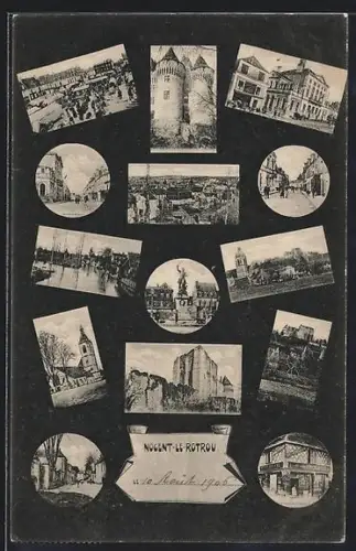 AK Nogent-le-Rotrou, Collection de vues diverses de la ville et monuments historiques