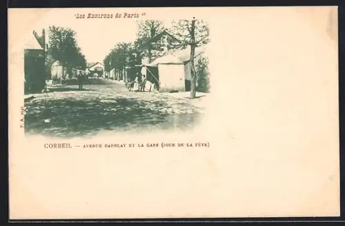 AK Corbeil, Avenue Darblay et la gare, jour de la fête