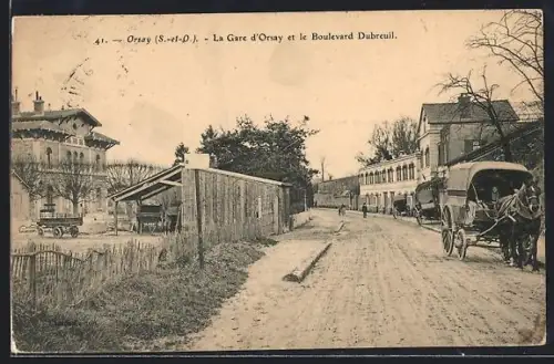 AK Orsay /S.-et-O., La Gare d`Orsay et le Boulevard Dubreuil