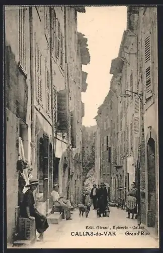 AK Callas-du-Var, Grand`Rue animée avec habitants et chèvre