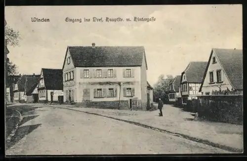 AK Winden / Pfalz, Eingang ins Dorf, Hauptstrasse mit Hintergasse