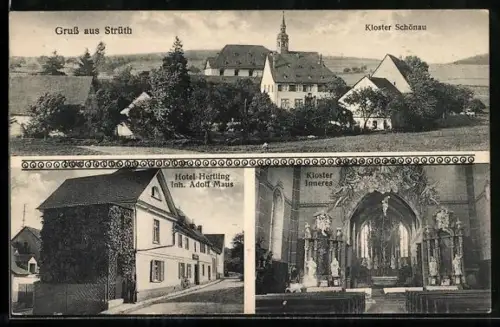 AK Strüth / Taunus, Hotel Hertling, Inh. Adolf Maus, Kloster Schönau, Innenansicht des Klosters
