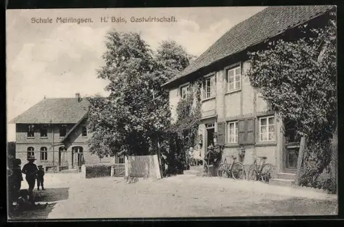AK Meiningsen / Soest, Gasthaus H. Bals mit Schule u. Strasse