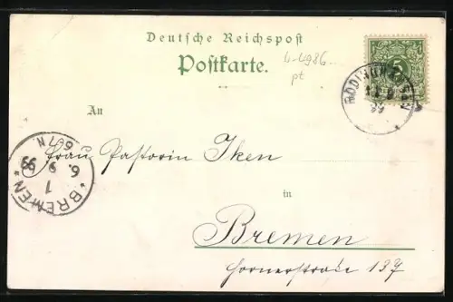 Lithographie Rödinghausen / Westf., Gasthof Sundermeier, Kirche & Kriegerdenkmal, Aussichtsturm