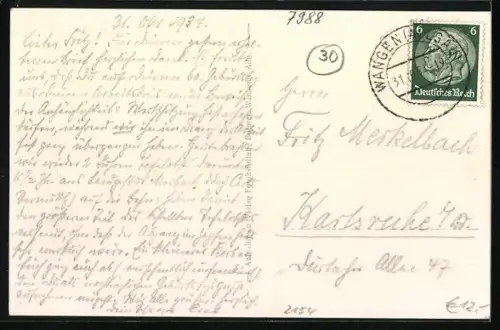 AK Wangen i. Allg., Blick in die leere Herrenstrasse