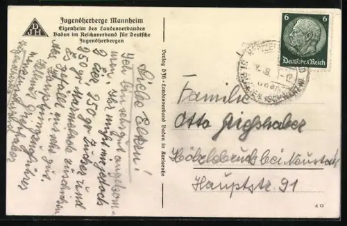 AK Mannheim, Jugenherberge des Landesverbandes Baden