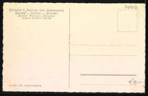 AK Glottertal, Gasthof u. Pension z. Hirschen, Bes. H. Strecker