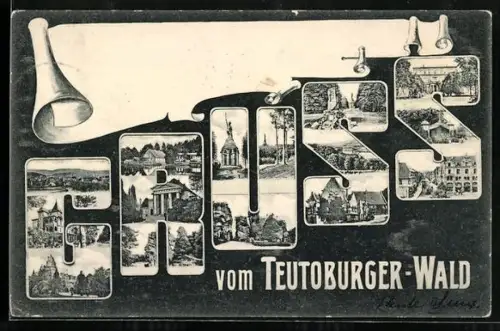 AK Detmold, Ortsansichten im Schriftzug