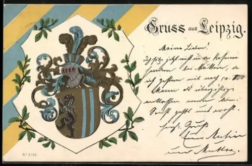 AK Leipzig, Wappen mit Ritterhelm und Greif