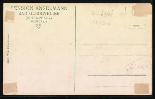 AK Bad Gleisweiler, Pension Anselmann mit Gartenterrasse