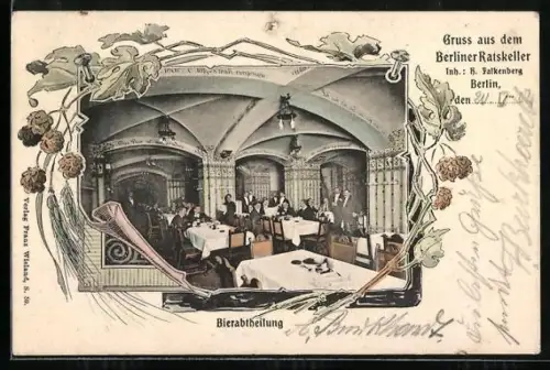 AK Berlin, Bierabteilung im Ratskeller, Königstrasse 13-14, Inh. H. Falkenberg