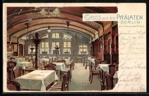 Lithographie Berlin, Restaurant Prälaten am Alexander-Platz, Innenansicht
