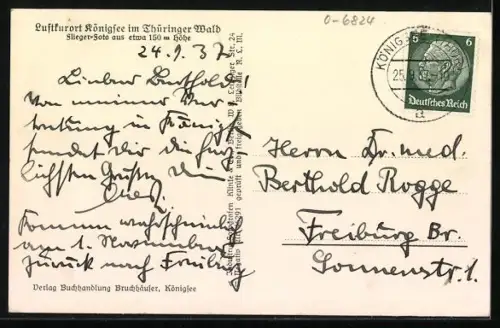 AK Königsee / Thür., Teilansicht, Fliegeraufnahme