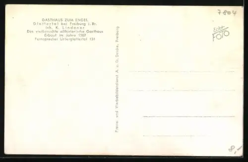 AK Glottertal bei Freiburg i. Br., Gasthaus zum Engel, Innenansicht
