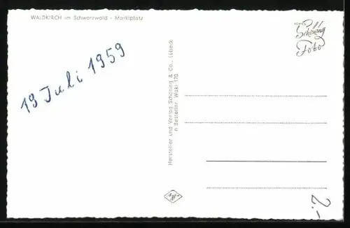 AK Waldkirch / Breisgau, Marktplatz mit Geschäften und Brunnen