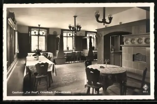 AK Gütenbach /Schwarzwald, Gasthaus Zur Post, Innenansicht