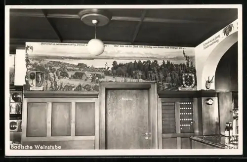 AK Immenstaad a. Bodensee, Gasthaus Badische Weinstube Seehof, Innenansicht
