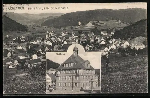 AK Lenzkirch, Gesamtansicht, das Rathaus