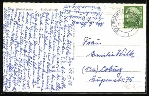 AK Rheinhausen / Duisburg, Strassenpartie mit Geschäften im Stadtzentrum