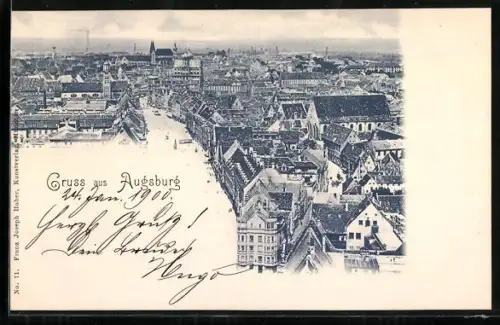 AK Augsburg, Teilansicht mit Strassenpartie