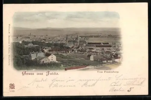 AK Fulda, Teilansicht mit Kirche vom Frauenberg aus