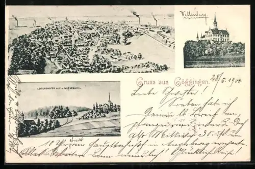 AK Göggingen / Schwaben, Totalansicht, Kirche