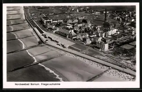 AK Borkum, Gesamtansicht, Fliegeraufnahme