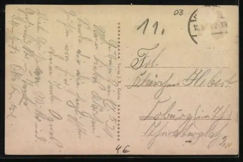 AK Guben, Ort in der Baumblüte, Engelmanns Berg, Blick auf Schönhöhe