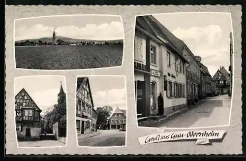AK Gau-Odernheim, Kirche, Fachwerkhäuser, Hauptstrasse
