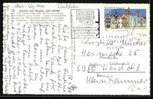 AK Winterscheid / Siegkreis, Gasthof Zur Krone, Kirche, Ortsansicht