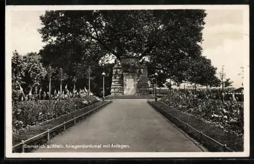 AK Emmerich a. Rhein, Kriegerdenkmal mit Anlagen