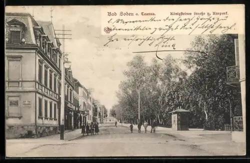 AK Bad Soden a. Taunus, Königsteiner Strasse und Kurpark