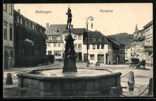 AK Salzungen, Marktplatz, Brunnen